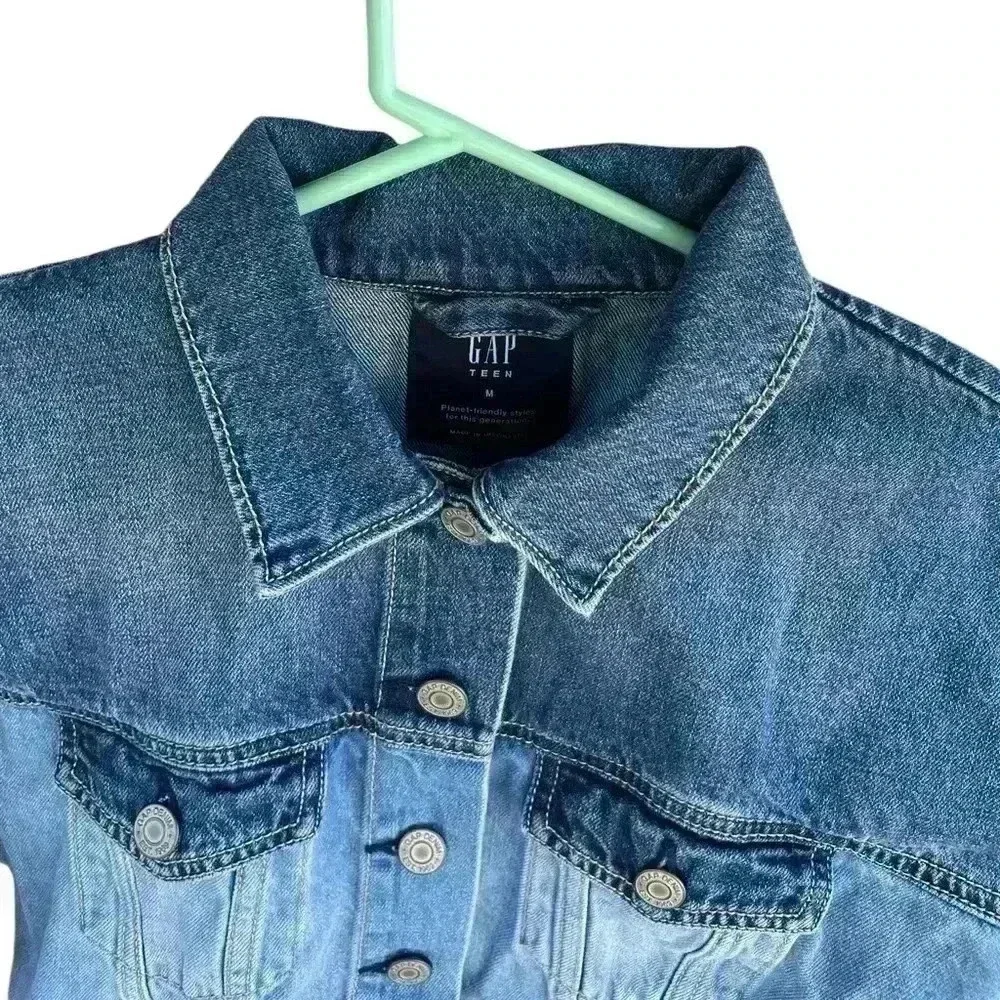 Gap Teen Girls Dolman Cropped Denim Jean dual color  Retro Jacket sz M preloved